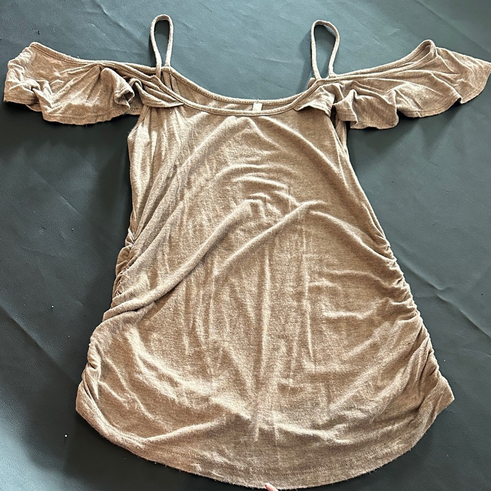 Cherish Tan Off-Shoulder Blouse